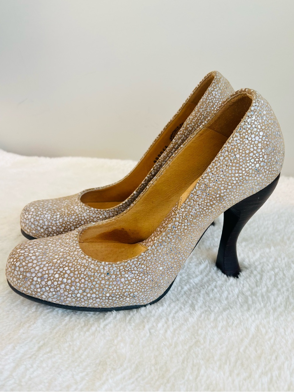 John Fluevog Textured Round Toe High Heels